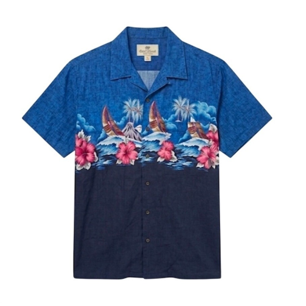 Vintage 90s Hawaii Blues Floral Hawaiian Beach Surf Shirt Mens XL NWOT‎